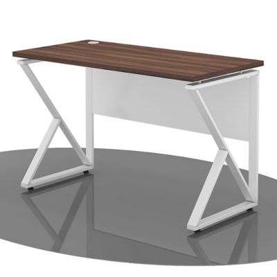 Bàn làm việc chân sắt hình thang 1m4 mặt gỗ công nghiệp IRHT