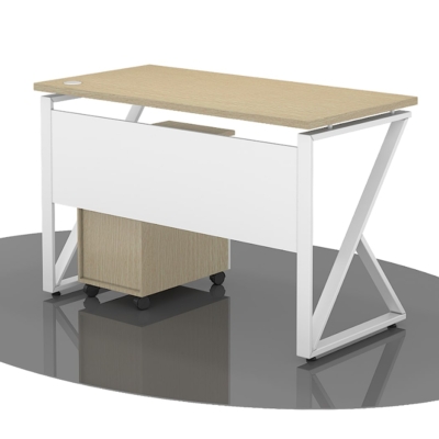 Bàn làm việc chân sắt hình thang 1m4 mặt gỗ công nghiệp IRHT