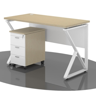 Bàn làm việc chân sắt hình thang 1m4 mặt gỗ công nghiệp IRHT