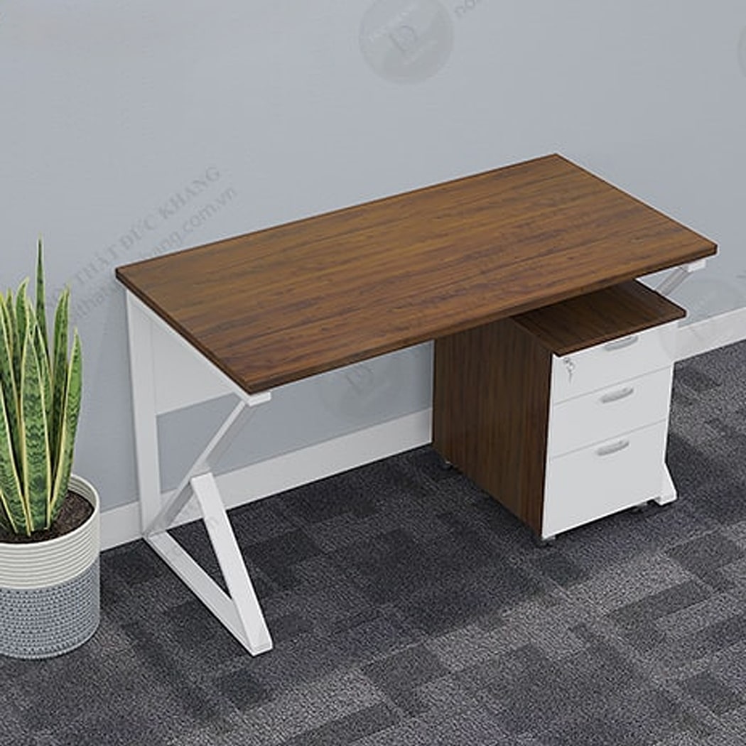 Bàn làm việc chân sắt chữ K 1m2 mặt gỗ công nghiệp bền bỉ IRKT2