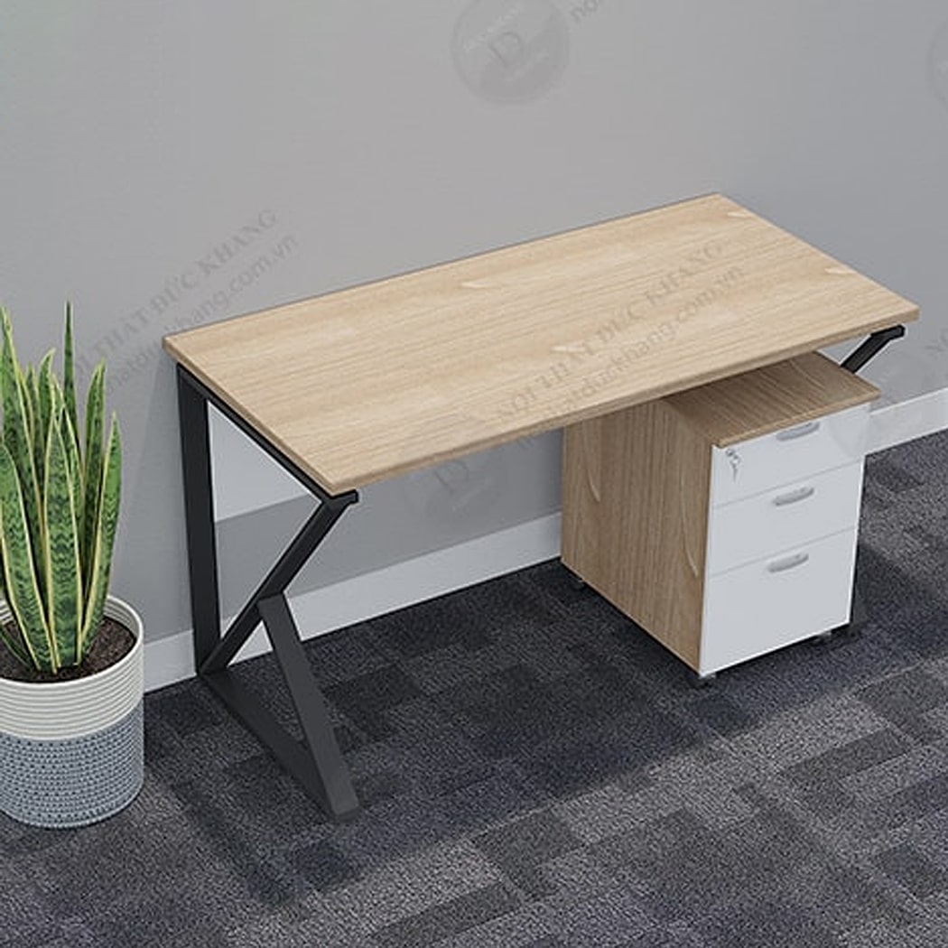 Bàn làm việc chân sắt chữ K 1m2 mặt gỗ công nghiệp bền bỉ IRKT2