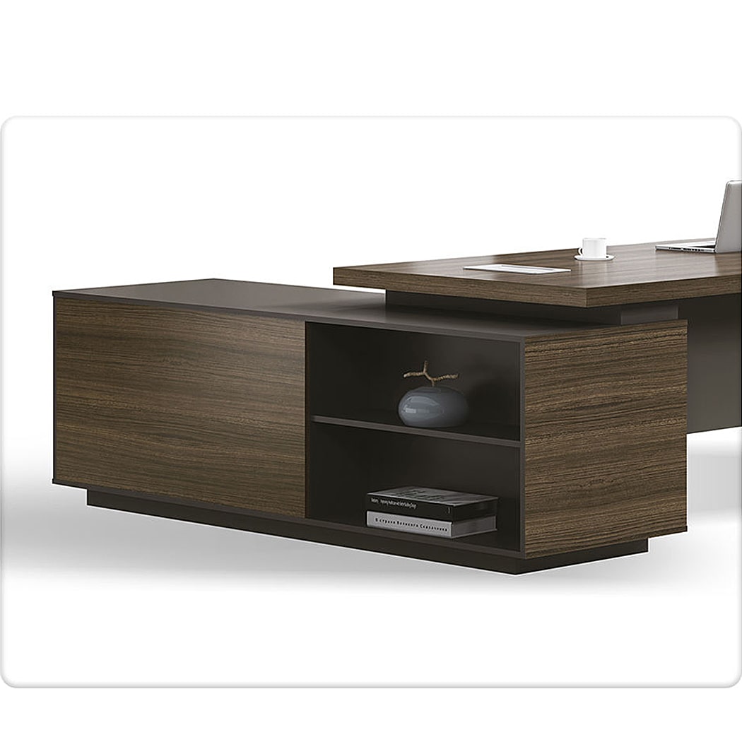 Bàn giám đốc hiện đại 2m chữ L, chân gỗ kèm tủ phụ DKBGDHD42