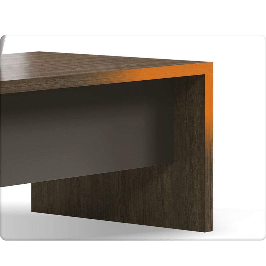 Bàn giám đốc hiện đại 2m chữ L, chân gỗ kèm tủ phụ DKBGDHD42