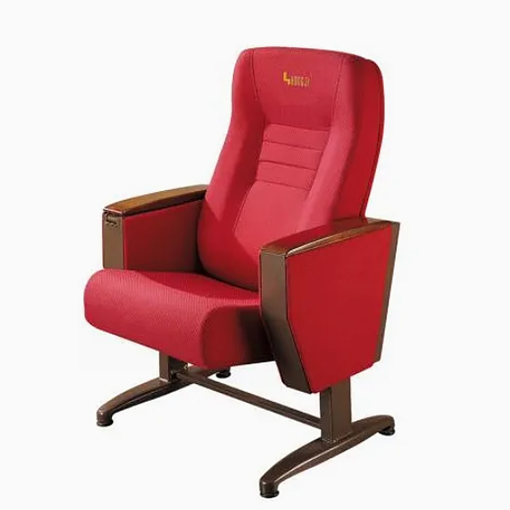 Ghế hội trường bọc nỉ, chân thép bám sàn, đệm mút bọc vải nỉ đỏ HJ58B