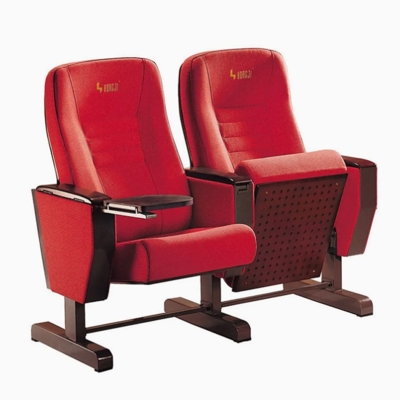 Ghế hội trường bọc nỉ, chân thép bám sàn, ốp lưng và đệm ngồi nhựa PP kèm bàn viết