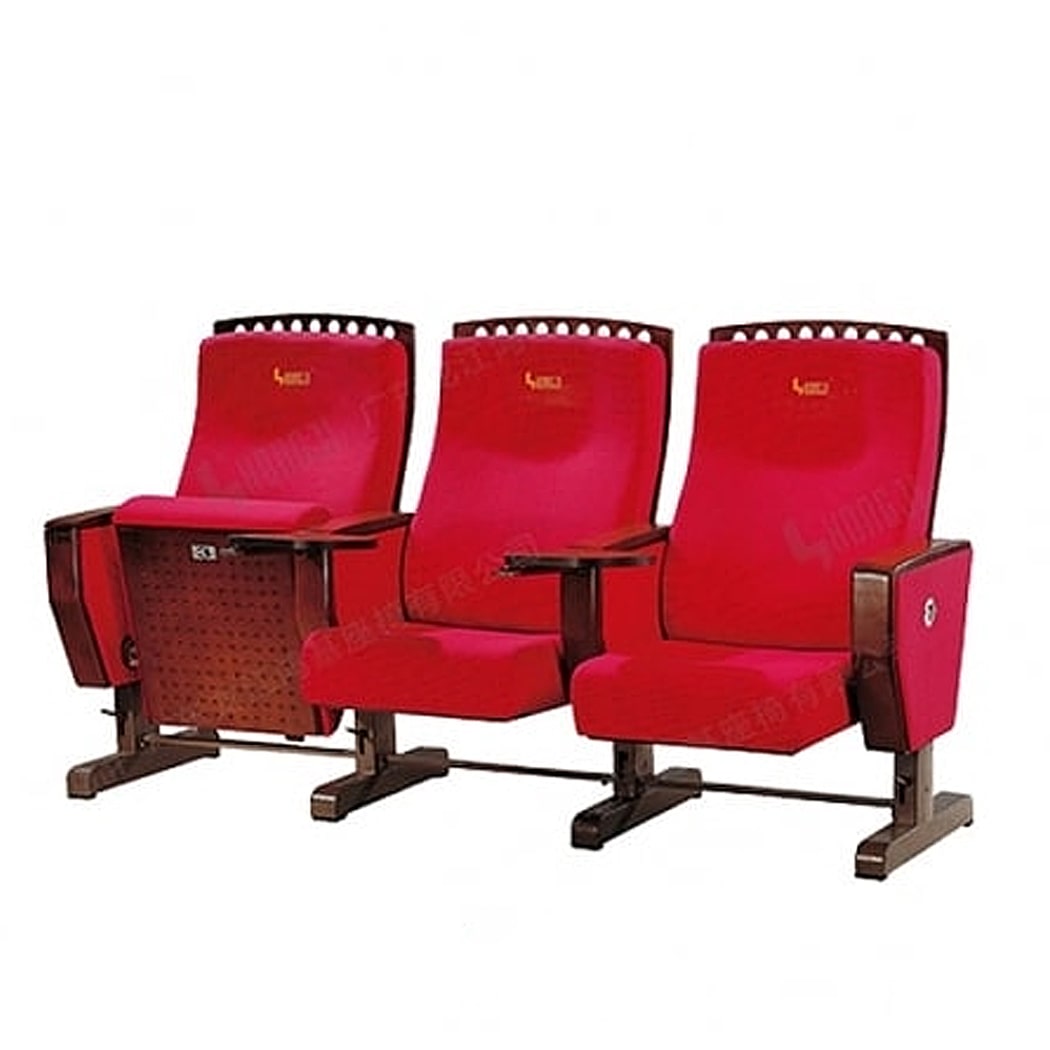 Ghế hội trường nhập khẩu dãy 3, kèm bàn viết, bọc nỉ đỏ HJ55B