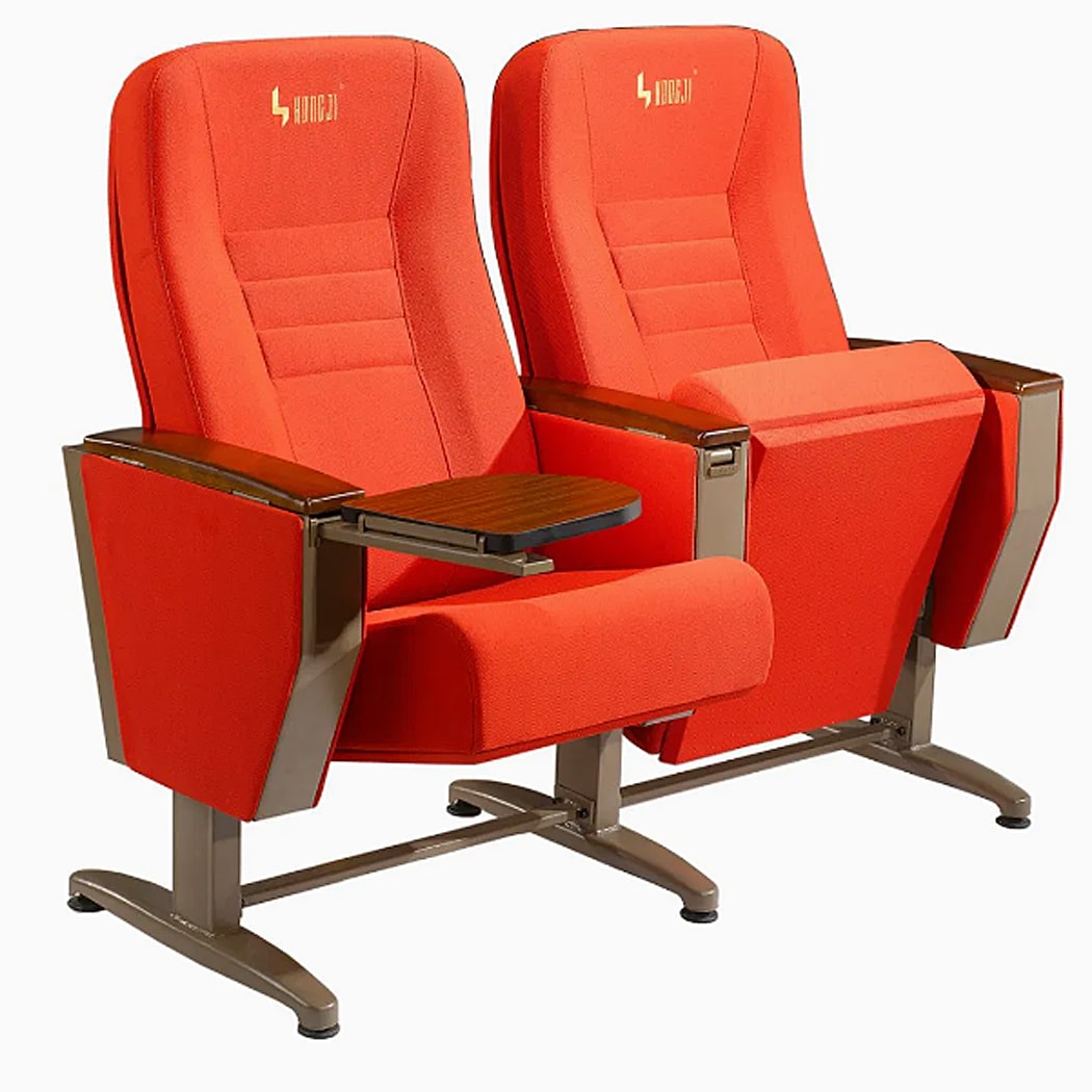 Ghế hội trường bọc nỉ, chân thép bám sàn, đệm mút bọc vải nỉ đỏ HJ58B
