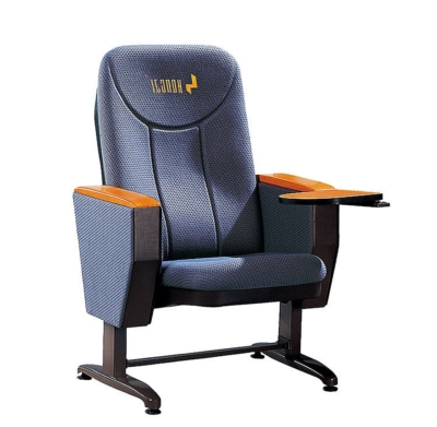 Ghế hội trường bọc nỉ, chân thép bám sàn, ốp lưng và đệm ngồi nhựa PP kèm bàn viết