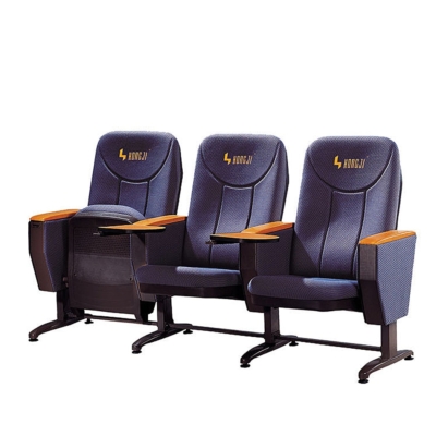 Ghế hội trường bọc nỉ, chân thép bám sàn, ốp lưng và đệm ngồi nhựa PP kèm bàn viết