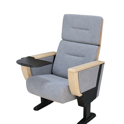 Ghế hội trường khung thép, ốp gỗ ván dán, tay vịn ốp gỗ phủ kèm bàn viết