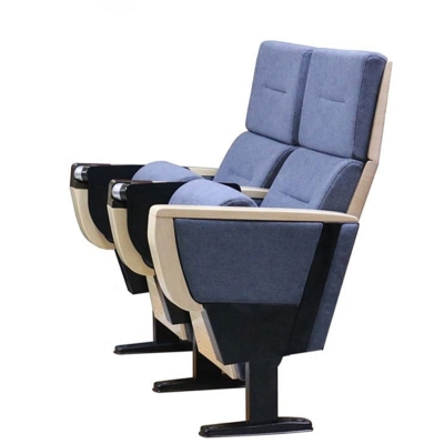 Ghế hội trường khung thép, ốp gỗ ván dán, tay vịn ốp gỗ phủ kèm bàn viết