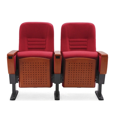 Ghế hội trường khung thép, ốp gỗ ván dán, tay vịn ốp gỗ phủ kèm bàn viết