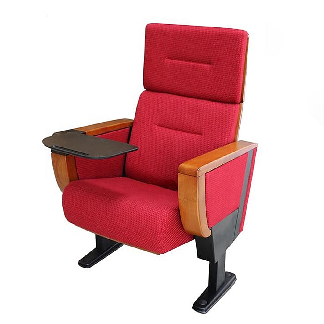 Ghế hội trường khung thép, tay vịn ốp gỗ kèm bàn viết nhựa PP WH5515