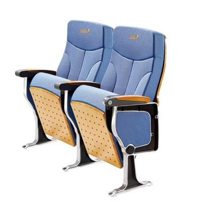 Ghế hội trường có bàn viết tiện lợi, chân nhôm đúc, tay vịn ốp gỗ sơn PU