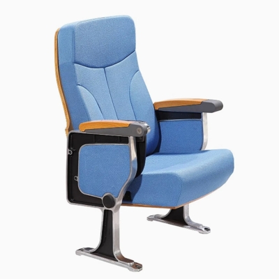 Ghế hội trường có bàn viết tiện lợi, chân nhôm đúc, tay vịn ốp gỗ sơn PU