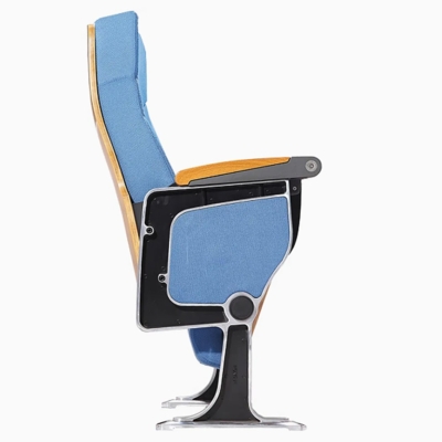 Ghế hội trường có bàn viết tiện lợi, chân nhôm đúc, tay vịn ốp gỗ sơn PU