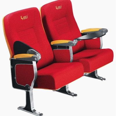 Ghế hội trường có bàn viết tiện lợi, chân nhôm đúc, tay vịn ốp gỗ sơn PU