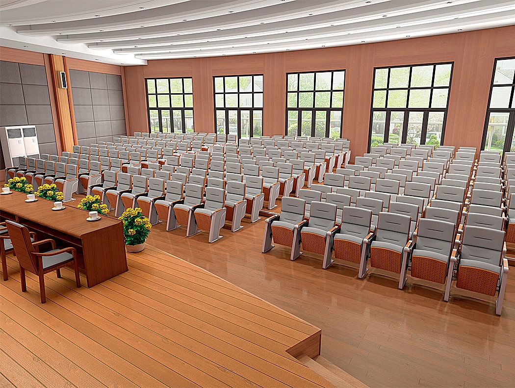 Ghế hội trường cao cấp bọc nỉ xám, chân nhôm đúc WH8022-1