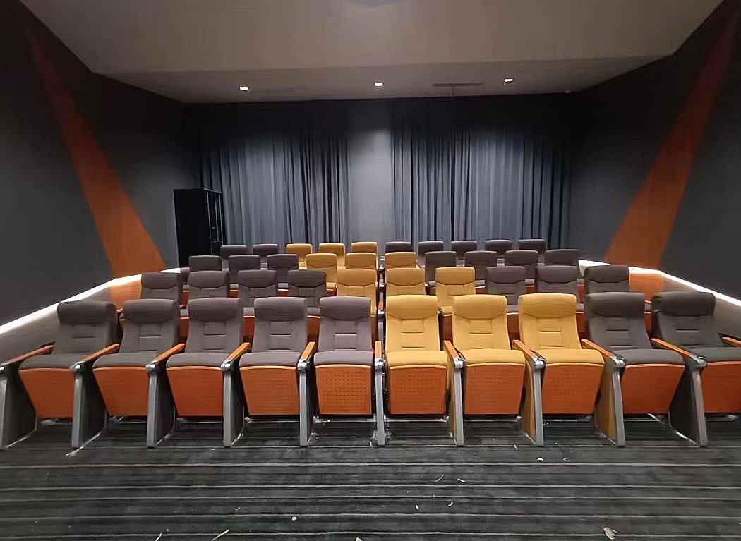 Ghế hội trường cao cấp bọc nỉ màu ghi, có bàn viết WH8022-2