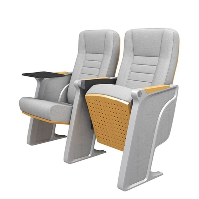 Ghế hội trường cao cấp chân chữ Z cách điệu, tay vịn ốp gỗ kèm bàn viết