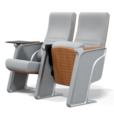 Ghế hội trường cao cấp chân chữ Z cách điệu, tay vịn ốp gỗ kèm bàn viết