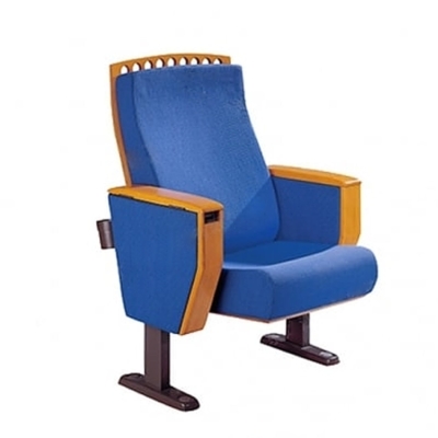 Ghế hội trường nhập khẩu bọc nỉ, khung và tay vịn ốp gỗ kèm chân thép bám sàn
