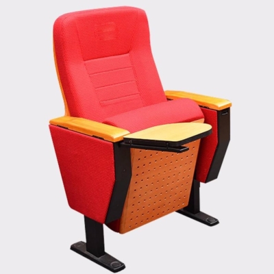 Ghế hội trường nhập khẩu bọc nỉ, khung và tay vịn ốp gỗ kèm chân thép bám sàn