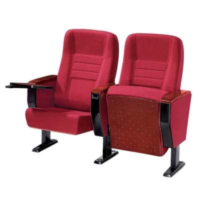 Ghế hội trường nhập khẩu bọc nỉ, khung và tay vịn ốp gỗ kèm chân thép bám sàn