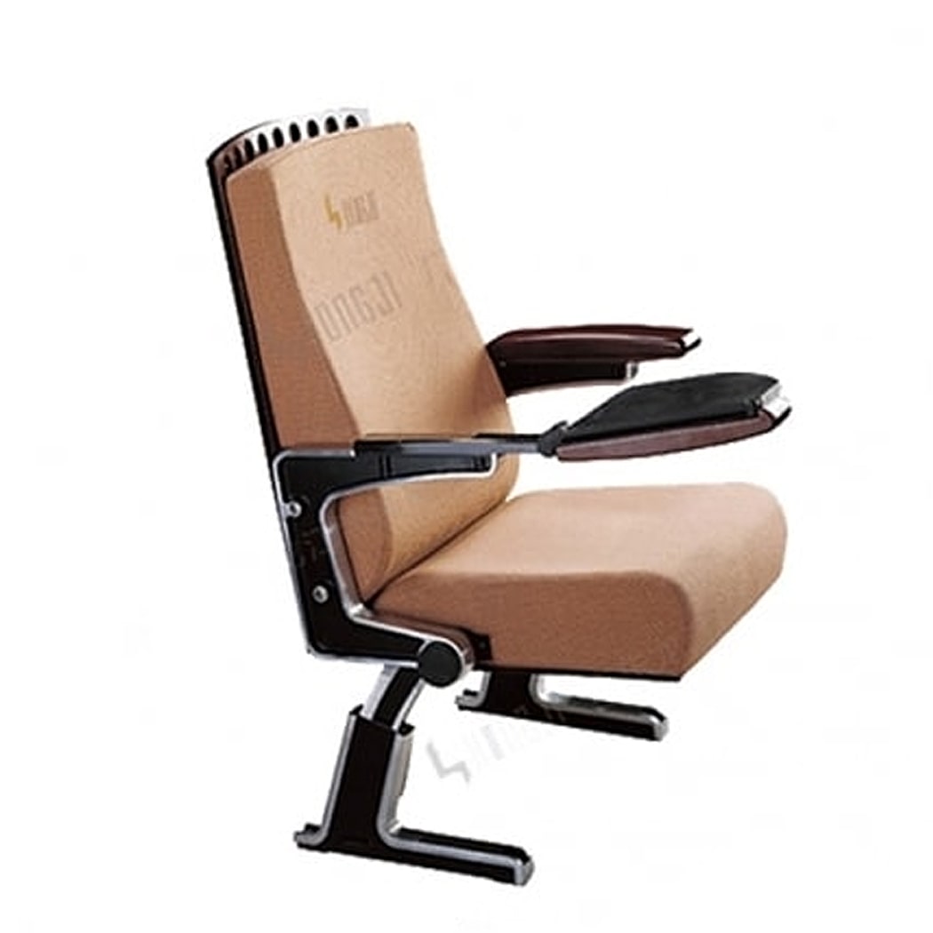 Ghế hội trường nhập khẩu có bàn viết, khung nhôm đúc, đệm mút PU bọc nỉ kem HJ34