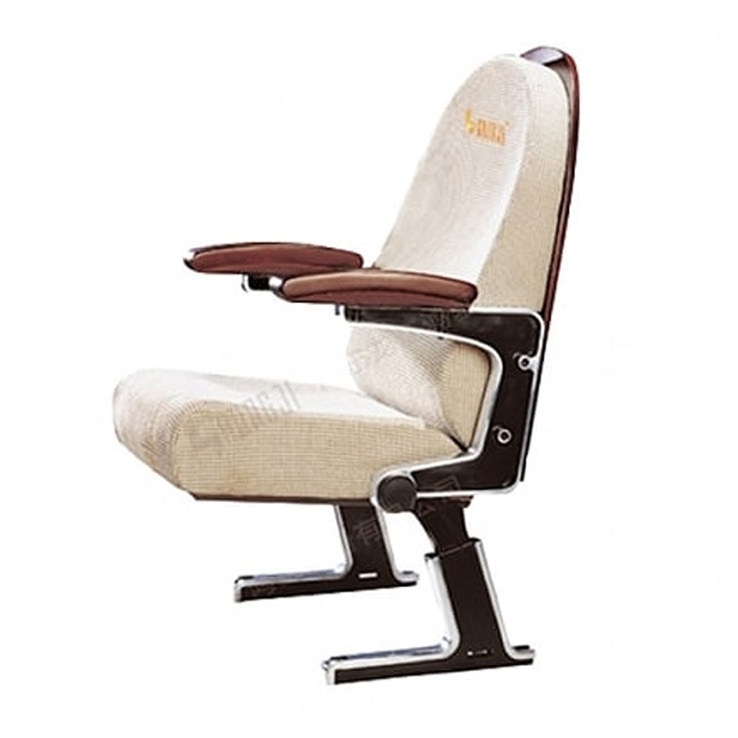 Ghế hội trường bọc nỉ, chân tĩnh, khung nhôm đúc, tay vịn ốp gỗ HJ70