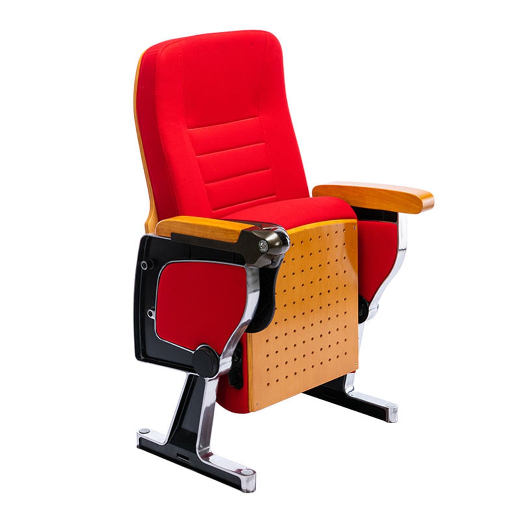 Ghế hội trường bọc nỉ, khung nhôm đúc, tay vịn ốp gỗ kèm bàn viết WH807