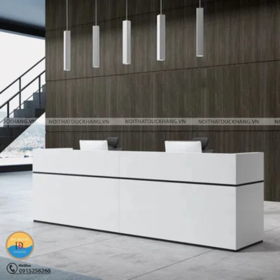 DKQLT21| Quầy lễ tân kiểu dáng chữ I sang trọng, chất liệu gỗ MFC