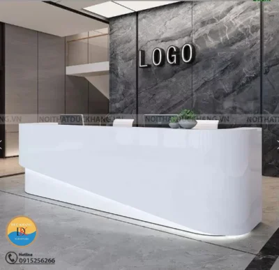 DKQLT05 | Quầy lễ tân hiện đại, thiết kế dạng chữ U chắc chắn