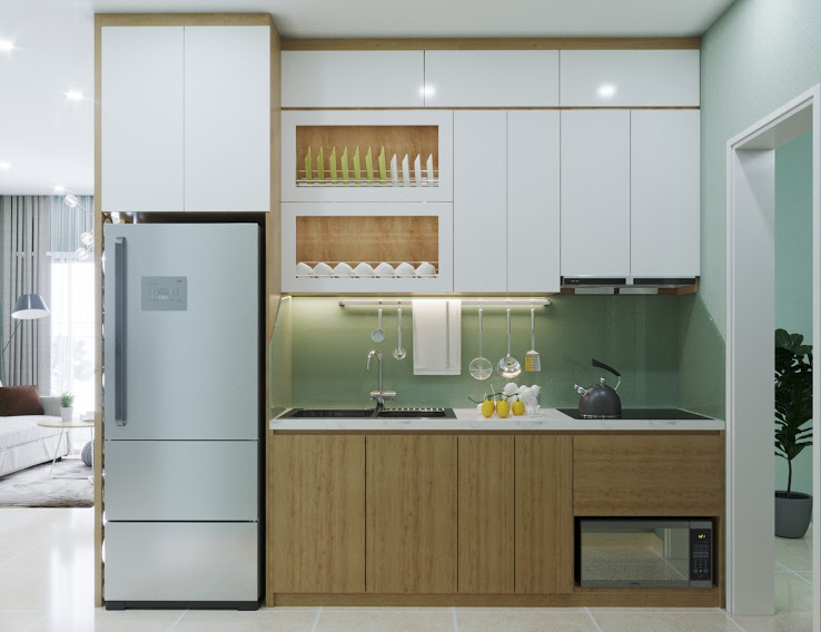Thiết kế phòng bếp chung cư 2PN: Với nội thất thiết kế theo phong cách hiện đại, chúng tôi sẽ tạo ra một không gian sống đẹp và tiện nghi cho bạn với phòng bếp chung cư 2PN. Chi tiết được thiết kế tỉ mỉ kết hợp với độ chuyên nghiệp khiến cho không gian sống của bạn trở nên hoàn hảo hơn bao giờ hết.