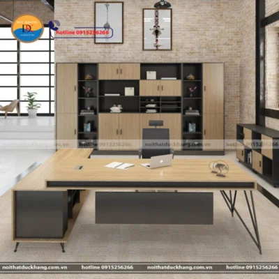 Bàn giám đốc 2m chân sắt kèm tủ phụ DKBGDCS05