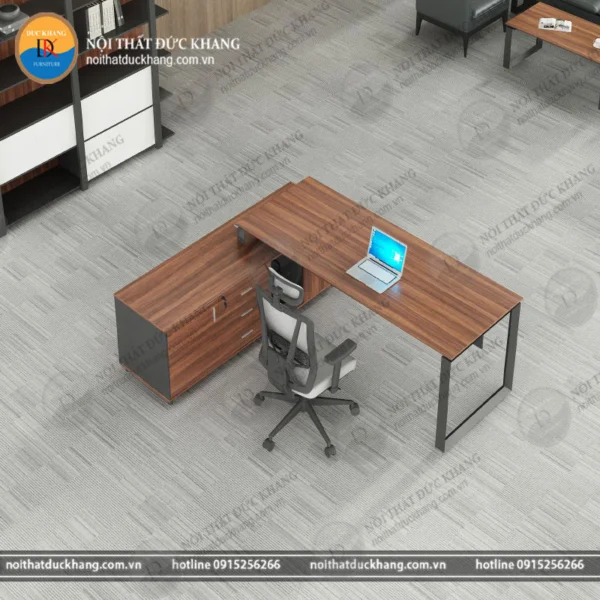 DKBGDCS08 | Bàn giám đốc chân sắt DKF kèm tủ phụ tiện ích, kích thước tùy chọn 