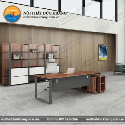 Bàn giám đốc 1m8 chữ L chân sắt, kèm tủ phụ DKBGDCS08