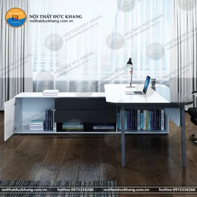 DKBGDCS09 | Bàn giám đốc chân sắt DKF kèm tủ phụ, giá rẻ tận xưởng