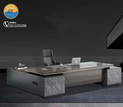 Bàn giám đốc 1m8 chữ L, chân sắt kèm tủ phụ DKBGDHD23