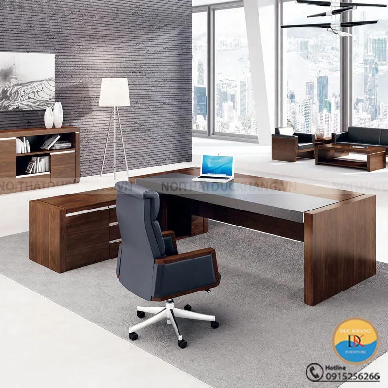 Bàn giám đốc DKF DKBGDHD38 chữ L kèm tủ phụ tài liệu