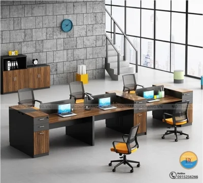 Cụm bàn làm việc nhóm 4 – 6 người ngồi kèm hộc tủ Đức Khang DKMD119