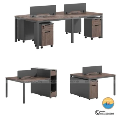 Cụm bàn làm việc nhóm 4 người ngồi chân sắt hộp vuông Đức Khang DKMD125