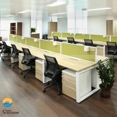 Cụm bàn làm việc nhóm 10 người ngồi chân sắt mặt gỗ Đức Khang DKMD129