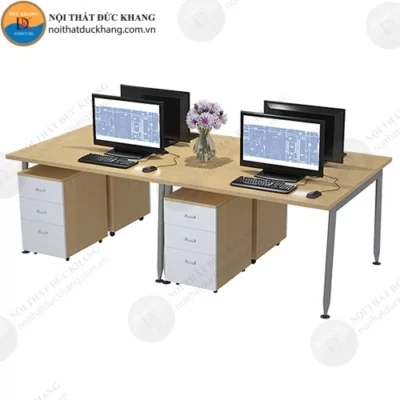 Cụm bàn làm việc nhóm 4 chỗ ngồi chân sắt côn không vách Đức Khang DKMD25