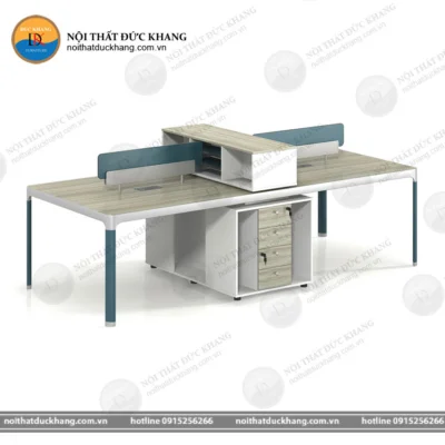 Cụm bàn làm việc nhóm 4 chỗ ngồi có tủ tài liệu kèm hộc tủ Đức Khang DKMD72