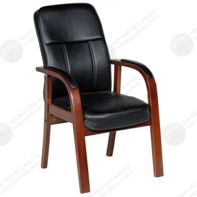 GH13 | Ghế phòng họp Hòa Phát bọc da đen, khung gỗ