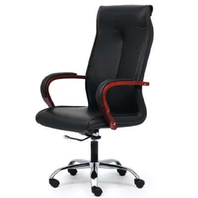 Ghế M1032 | Ghế giám đốc Đức Khang bọc PU, chân sắt, tay ốp gỗ