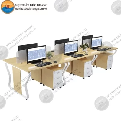 Cụm bàn làm việc nhóm 6 người ngồi chân sắt cách điệu Đức Khang DKMD06