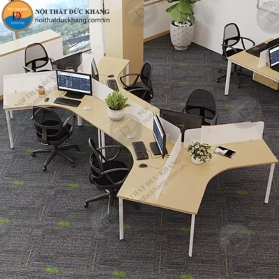 Cụm bàn làm việc nhóm 6 người ngồi chữ Y đôi kèm chân Oval Đức Khang DKMD20