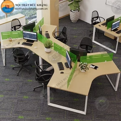 Cụm bàn làm việc nhóm 6 chỗ ngồi chữ Y đôi, chân sắt chữ U Đức Khang DKMD23